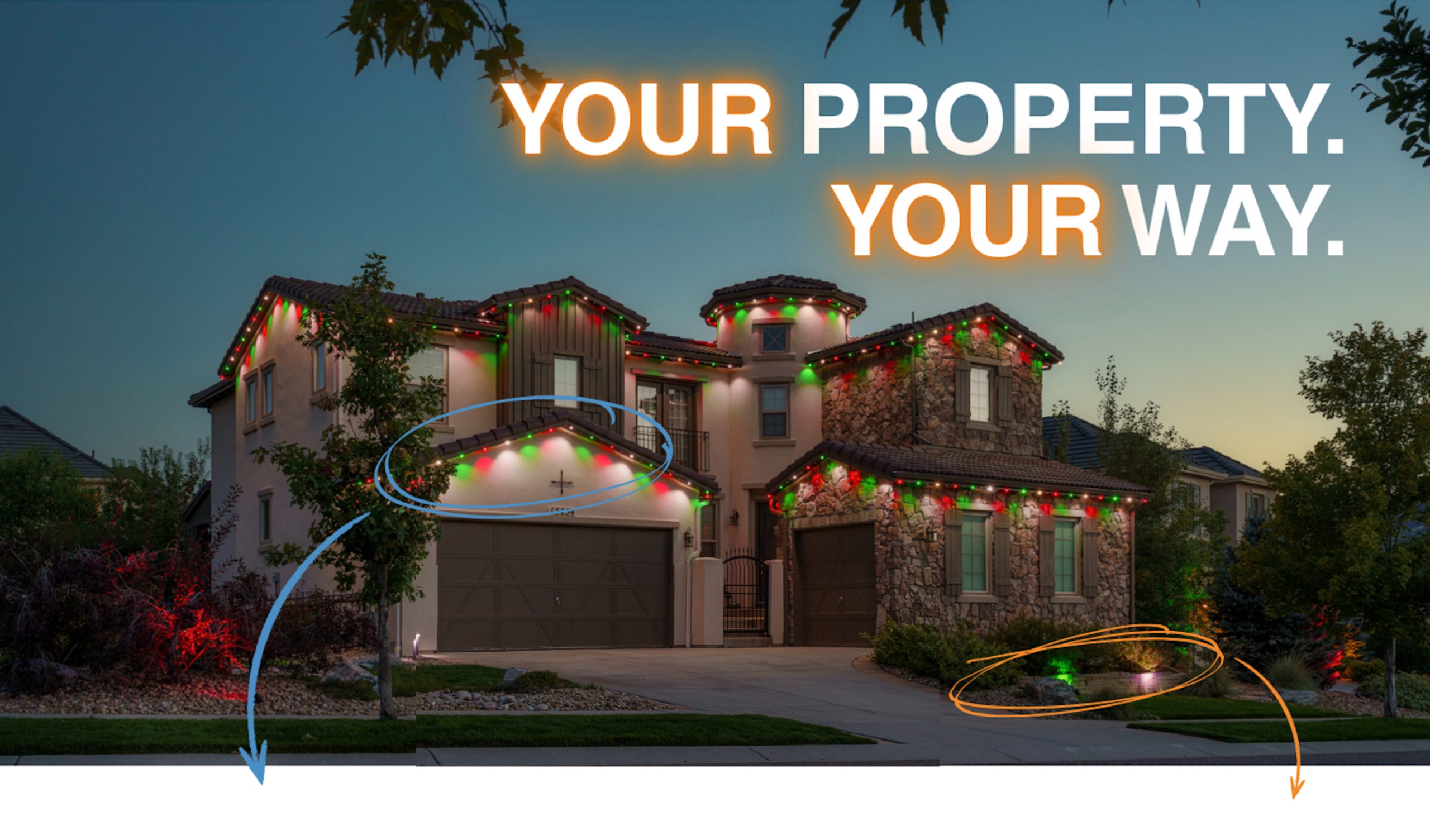 Your property, your way — permanent track lighting and landscape lighting by Brilliant Solutions